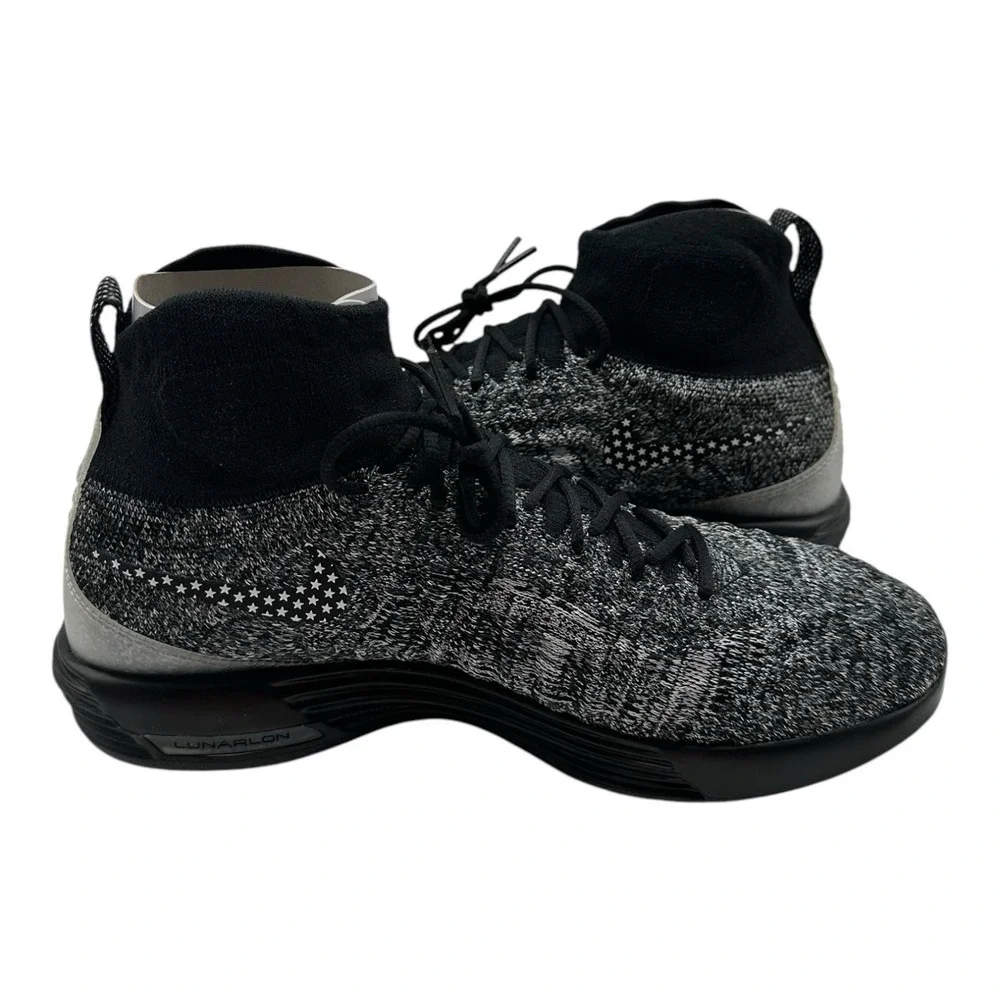 Nike Lunar Magista II Flyknit FC Shoes Mens 9 Black White Sneakers 876385-001‎